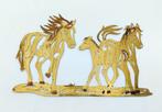Bloksnijwerk/relief, Cavalli - 14.5 cm - Verguld messing