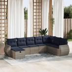 vidaXL 8-delige Loungeset met kussens poly rattan grijs, Tuin en Terras, Tuinsets en Loungesets, Nieuw, 8 zitplaatsen, Loungeset