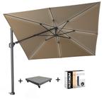 Challenger T2 glow zweefparasol 300x300 cm taupe met 90KG, Ophalen of Verzenden, Nieuw