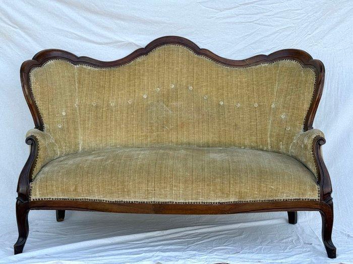 Sofa - Hout, Fluweel - Stijl Luigi Filippo, Antiek en Kunst, Antiek | Overige Antiek