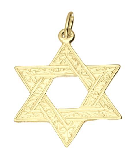 Gouden Davidster bewerkt ketting hanger, Sieraden, Tassen en Uiterlijk, Kettinghangers, Verzenden