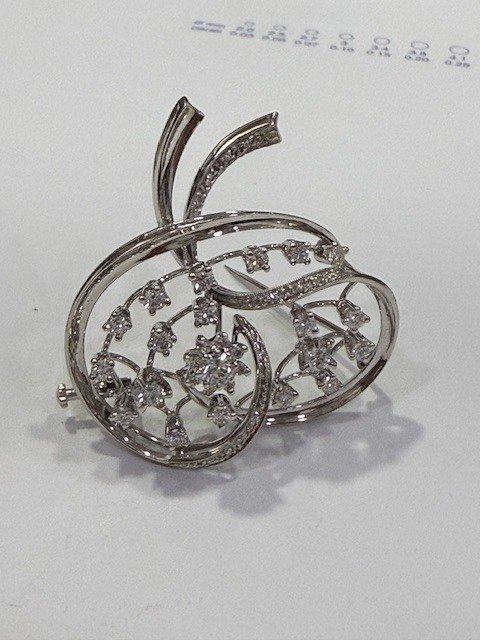 Broche - 18 karaat Witgoud - 2.64ct. tw. Diamant, Sieraden, Tassen en Uiterlijk, Antieke sieraden