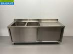 RVS Spoeltafel dubbele spoelbakken 2 schuifdeuren, Ophalen of Verzenden, Nieuw in verpakking