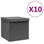 vidaXL Opbergboxen met deksel 10 st 28x28x28 cm grijs, Nieuw, Verzenden