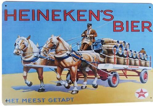 Heinekens bier het meest getapt reclamebord, Verzamelen, Merken en Reclamevoorwerpen, Nieuw, Ophalen of Verzenden