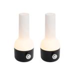 Set van 2 buiten tafellampen zwart met wit incl. LED, Huis en Inrichting, Lampen | Tafellampen, Nieuw, Kunststof, Minder dan 50 cm
