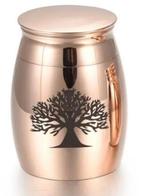 Mini urn RVS tree of life rosé ook voor huisdieren, Dieren en Toebehoren, Honden-accessoires, Nieuw