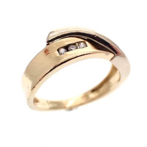 Bicolor gouden ring met diamant (witgoud, geelgoud), Sieraden, Tassen en Uiterlijk, Ringen, Dame, Goud, 17 tot 18, Gebruikt, Goud