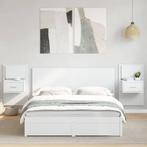 vidaXL Hoofdbord met kastjes 160 cm bewerkt hout wit, Huis en Inrichting, Slaapkamer | Bedden, Verzenden, Nieuw, Wit, Hout