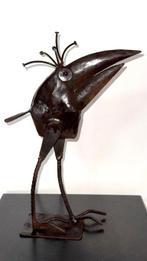 sculptuur, Oiseau à crête recourbée en métal vernis - 33 cm, Antiek en Kunst