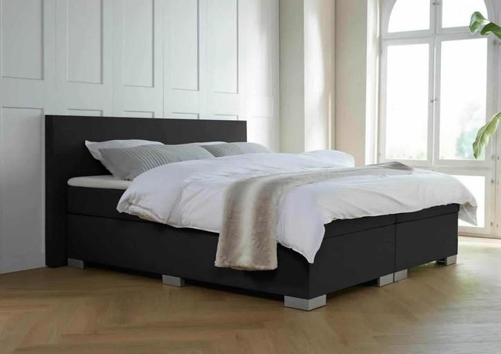ACTIE! Boxspring Milano 160 200 Zwart, Huis en Inrichting, Slaapkamer | Boxsprings, 160 cm, 200 cm, Zwart, Tweepersoons, Nieuw