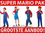 Super Mario pak Kind Man Vrouw - Verkleedpak Mario Kostuum, Kinderen en Baby's, Ophalen of Verzenden, Nieuw, Jongen of Meisje