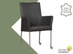 Leren eetkamerstoel Comfort met wieltjes en armleuning -, Huis en Inrichting, Stoelen, Overige kleuren, Nieuw, Leer, Ophalen of Verzenden