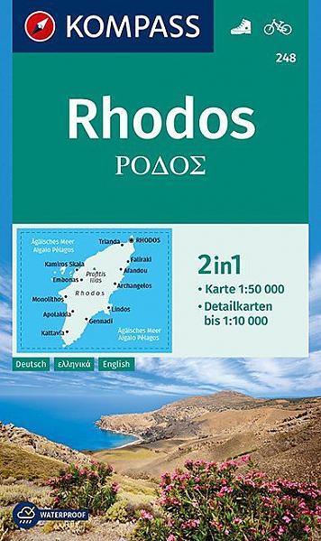 Wandelkaart 248 Rhodos Kompass, Boeken, Atlassen en Landkaarten, Nieuw, Verzenden