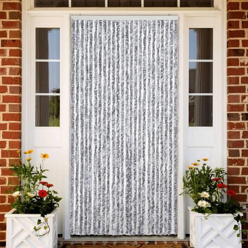 vidaXL Vliegengordijn 100x200 cm chenille wit en grijs, Huis en Inrichting, Stoffering | Gordijnen en Lamellen, Wit, Nieuw, Verzenden