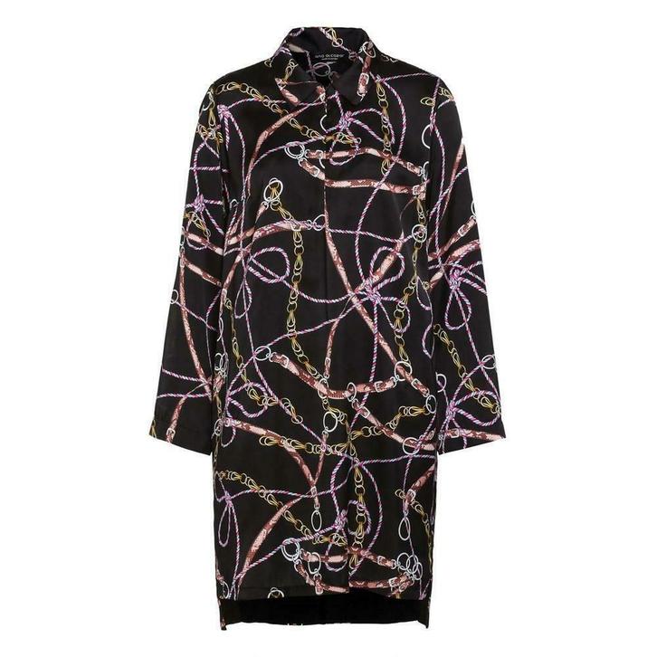 Ana Alcazar • zwarte satijnen jurk ketting motief • mt 34, Kleding | Dames, Jurken, Boven de knie, Zwart, Maat 34 (XS) of kleiner