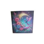 Wenskaart - Kolibrie, maan en bloemen, Hobby en Vrije tijd, Kaarten | Zelfgemaakt, Verzenden, Nieuw