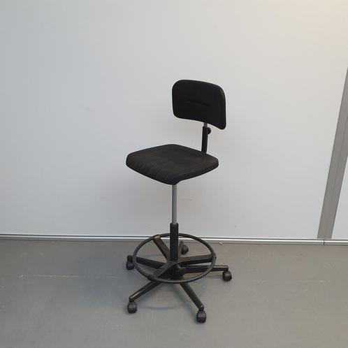 Labkoo hoge werkplaatsstoel - zwart PU kunststof - ihv 52-78, Huis en Inrichting, Stoelen, Ophalen of Verzenden