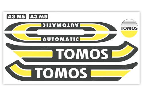 Tomos Stickerset mat standaard automatic zwart / geel com..., Fietsen en Brommers, Brommeronderdelen | Algemeen, Nieuw, Ophalen of Verzenden