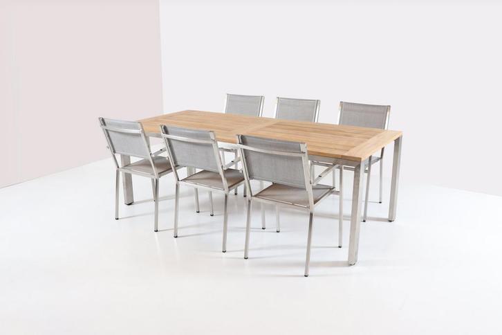 4 Seasons Outdoor Plaza tuinset ash grey met Goa tafel 220, Tuin en Terras, Tuinsets en Loungesets, Ophalen of Verzenden
