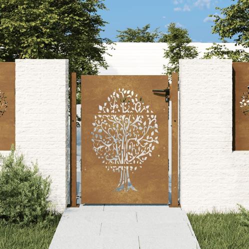 vidaXL Poort 105x155 cm boomontwerp cortenstaal, Tuin en Terras, Tuinpoorten, Nieuw, Verzenden