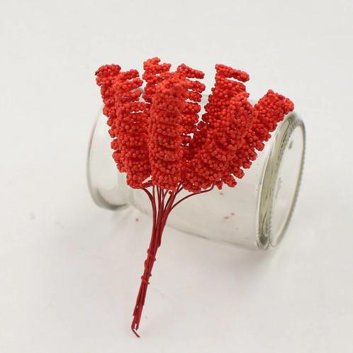 Foam curly stamen bacca pick rood 12/bundel voor corsages en, Huis en Inrichting, Woonaccessoires | Kunstplanten en Kunstbloemen
