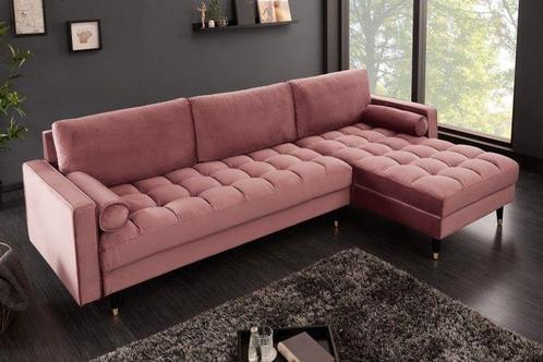 Elegante hoekbank COSY VELVET 260cm oudroze fluwelen, Huis en Inrichting, Banken | Complete zithoeken, Ophalen of Verzenden