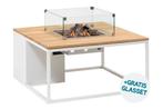 Cosi Cosiloft vuurtafel 100x100 cm -White/teak - Incl., Tuin en Terras, Houtskoolbarbecues, Nieuw, Verzenden