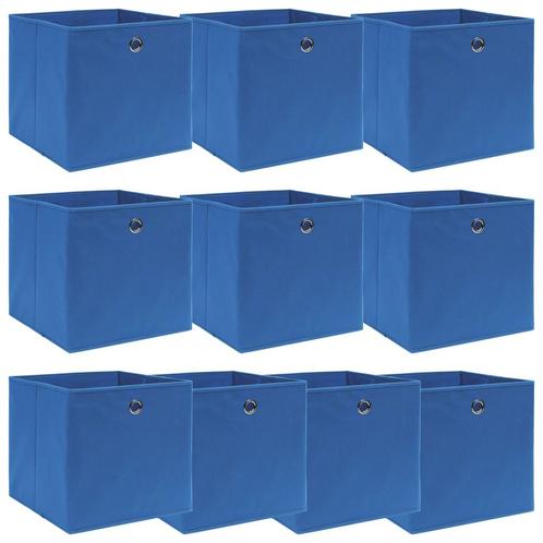 vidaXL Opbergboxen 10 st 32x32x32 cm stof blauw, Huis en Inrichting, Woonaccessoires | Kisten, Nieuw, Verzenden