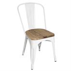 bistro | bijzetstoelen met houten zitkussen | wit | (4 st..., Verzenden, Nieuw in verpakking