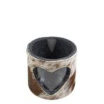 windlicht koe hart bruin/wit 10cm, Verzenden, Nieuw