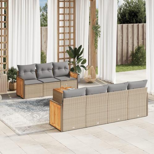 vidaXL 8-delige Loungeset met kussens poly rattan beige, Tuin en Terras, Tuinsets en Loungesets, Loungeset, Nieuw, Rotan, Verzenden