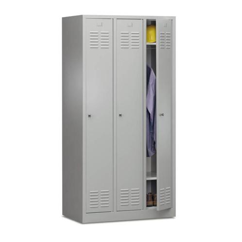 -11% Lockerkast Basic 3-deurs - Grijs, Huis en Inrichting, Kasten | Lockerkasten, Nieuw, Verzenden