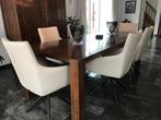 Set van 6 creme kleurige leren draaibare eetkamerstoelen, Ophalen of Verzenden, Nieuw, Leer