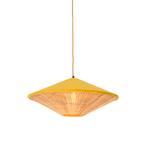 Landelijke hanglamp gele velours met riet 60 cm - Frills Can, Huis en Inrichting, Nieuw, Overige stijlen