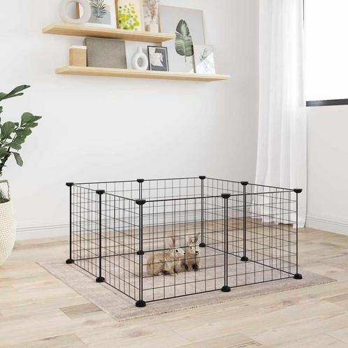 vidaXL Huisdierenkooi met 8 panelen 35x35 cm staal zwart, Dieren en Toebehoren, Knaagdieren en Konijnen | Hokken en Kooien, Nieuw