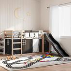 vidaXL Stapelbed met glijbaan en gordijnen wit en zwart, Huis en Inrichting, 90 cm, Eenpersoons, Verzenden, Zwart