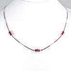 Ketting met hanger - 18 karaat Witgoud - 7.95ct. tw. Robijn