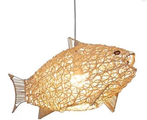 Nordic Bamboe Hanglamp – Handgevlochten Modern Design LED, Huis en Inrichting, Lampen | Hanglampen, Nieuw, Verzenden