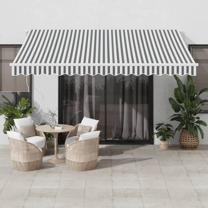 vidaXL Luifel handmatig uittrekbaar 400x350 cm antraciet en, Tuin en Terras, Zonneschermen, Nieuw, Verzenden