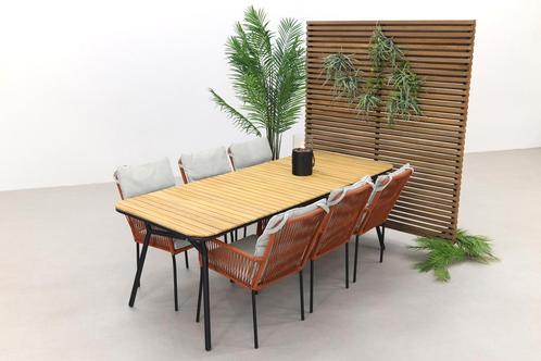 VDG Teresa Terra/Bella 220x95 cm. - 7-delige tuinset, Tuin en Terras, Tuinsets en Loungesets, Tuinset, Nieuw, Hout, Verzenden