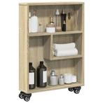 vidaXL Smalle Opbergtrolley Sonoma Eiken 48x13x68 cm Bewerkt, Huis en Inrichting, Kasten | Boekenkasten, Verzenden, Nieuw, Overige houtsoorten