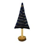 Kerstboom stof/hout - blauw goud - 30 cm
