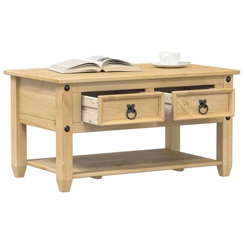 vidaXL Salontafel met lades Corona 85x50x45 cm massief, Huis en Inrichting, Tafels | Salontafels, 50 tot 100 cm, Nieuw, Grenenhout