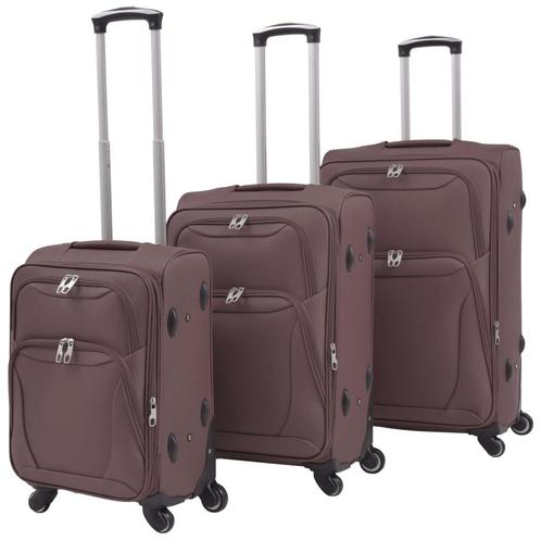 vidaXL Trolleyset koffiebruin 3-delig, Sieraden, Tassen en Uiterlijk, Koffers, Nieuw, Verzenden