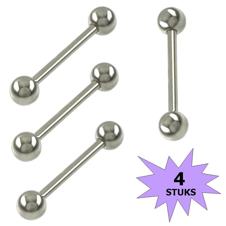 Fako Bijoux - Barbell Piercing - 19mm - Zilverkleurig - 4, Sieraden, Tassen en Uiterlijk, Piercings, Verzenden