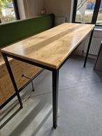 Hoge Tafel 80x200 cm, Houten Blad, Metaal Onderstel ,, Ophalen of Verzenden, Gebruikt