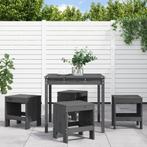 vidaXL 5-delige Tuinset massief grenenhout grijs, Verzenden, Nieuw, 5 zitplaatsen, Tuinset