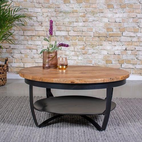 Laagste prijs van NL! Salontafel Balarz Ø90 cm | Mangohout, Huis en Inrichting, Tafels | Salontafels, 50 tot 100 cm, Rond, Nieuw