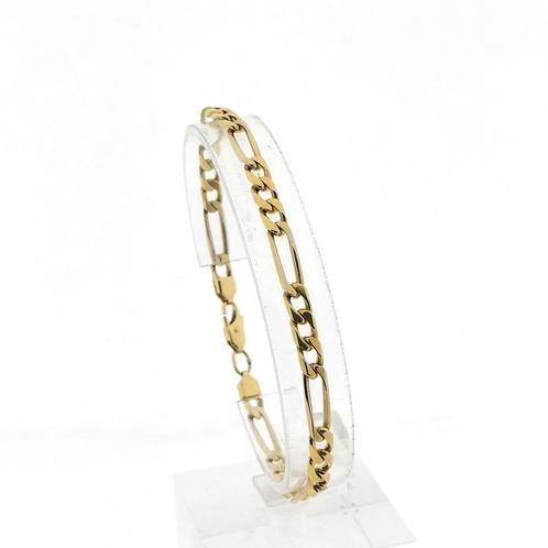 18 Krt. Gouden Figaro schakel armband; 21 cm | Heren, Sieraden, Tassen en Uiterlijk, Armbanden, Overige kleuren, Gebruikt, Goud